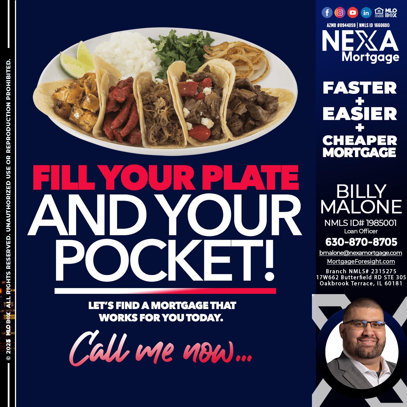 FILL YOUR PLATE - Billy Malone -Loan Officer