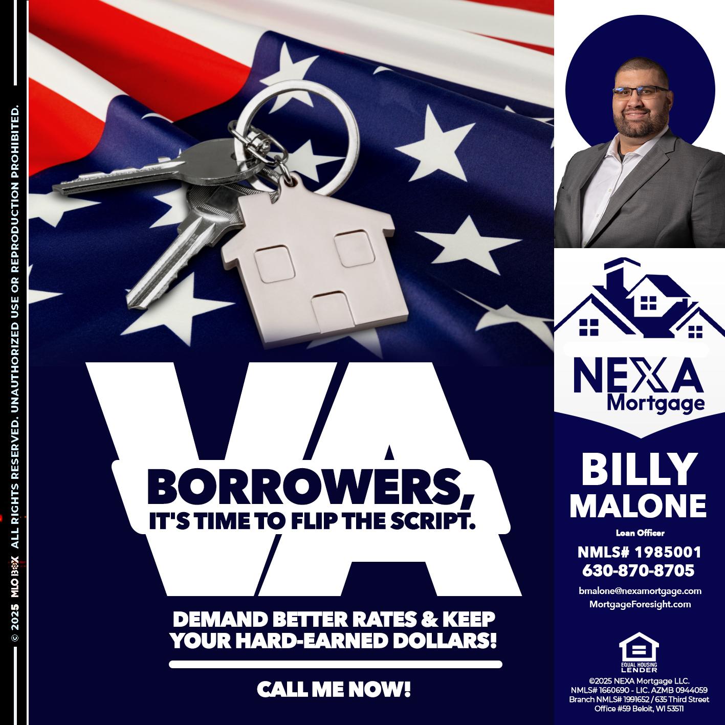 VA BORROWERS - Billy Malone -Loan Officer