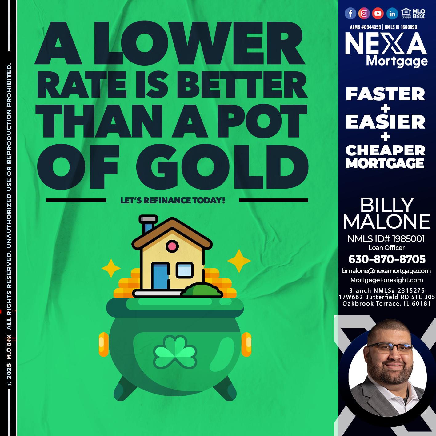 A LOWER RATE - Billy Malone -Loan Officer