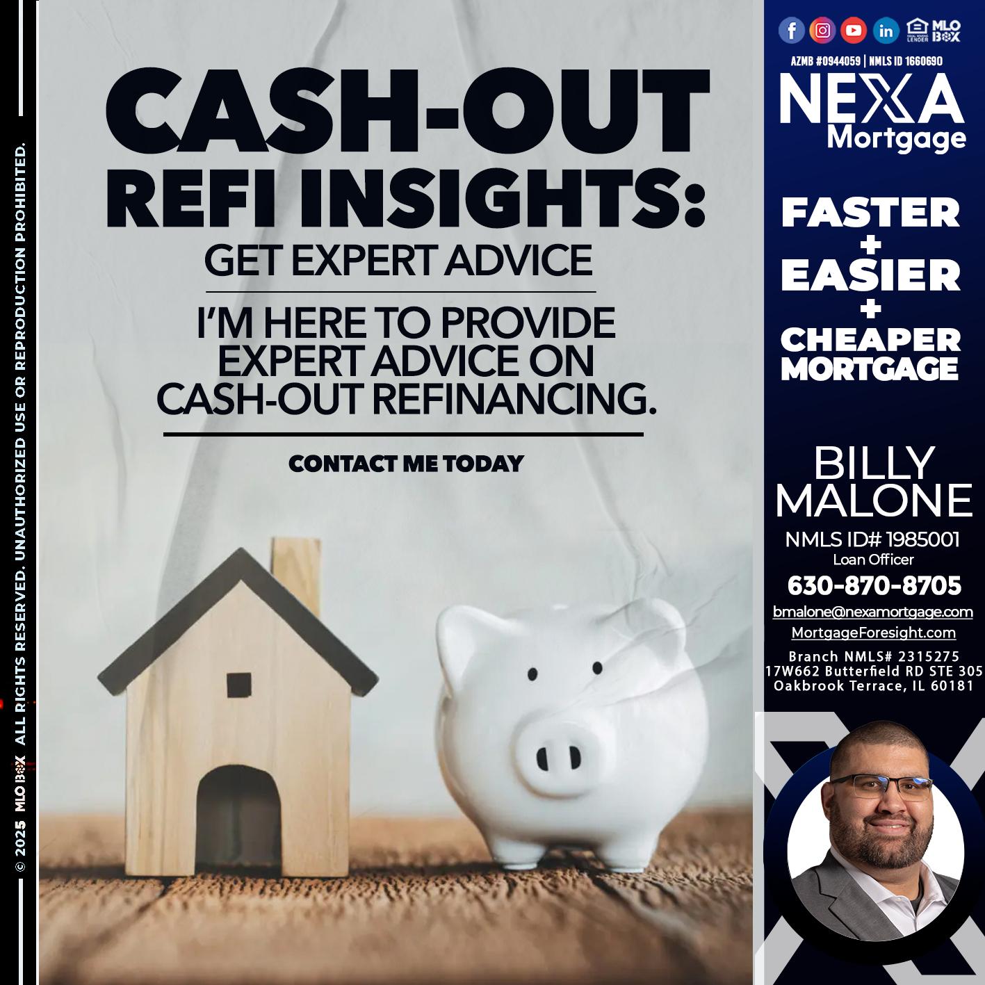 CASH OUT - Billy Malone -Loan Officer