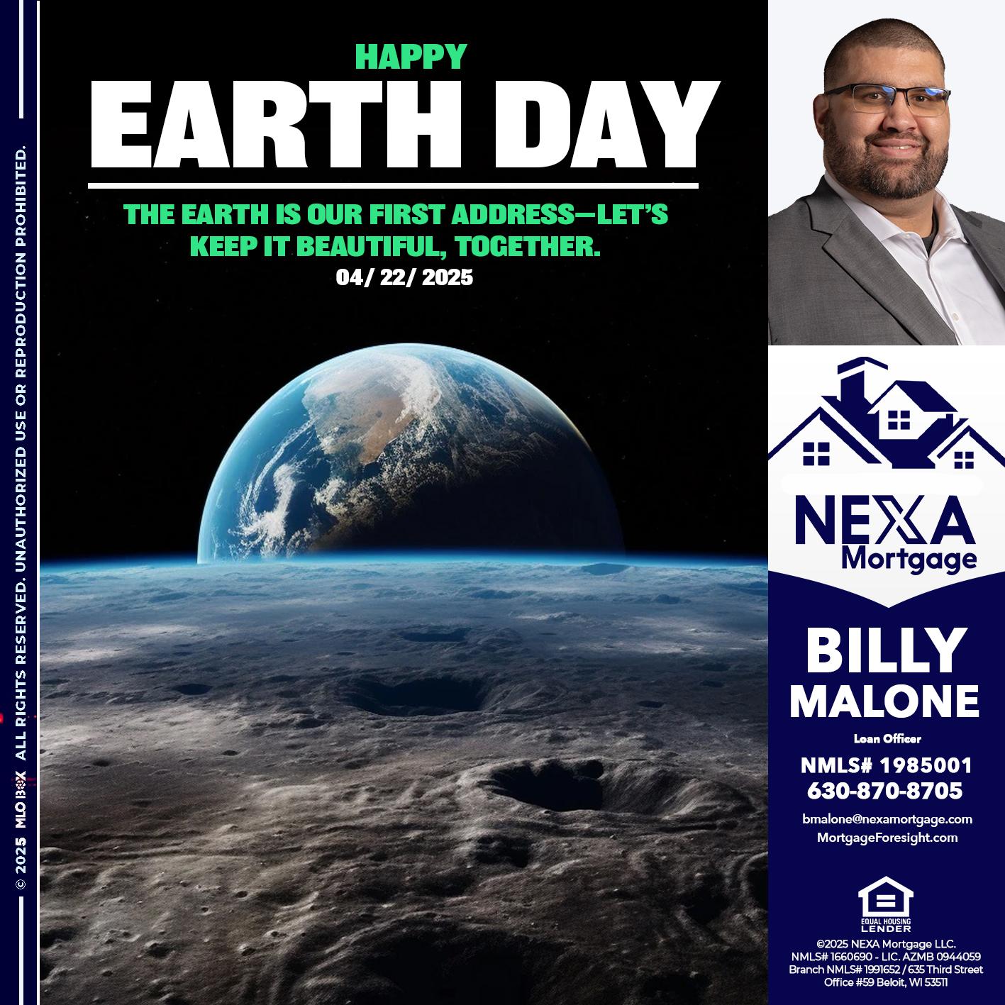 EARTH DAY - Billy Malone -Loan Officer