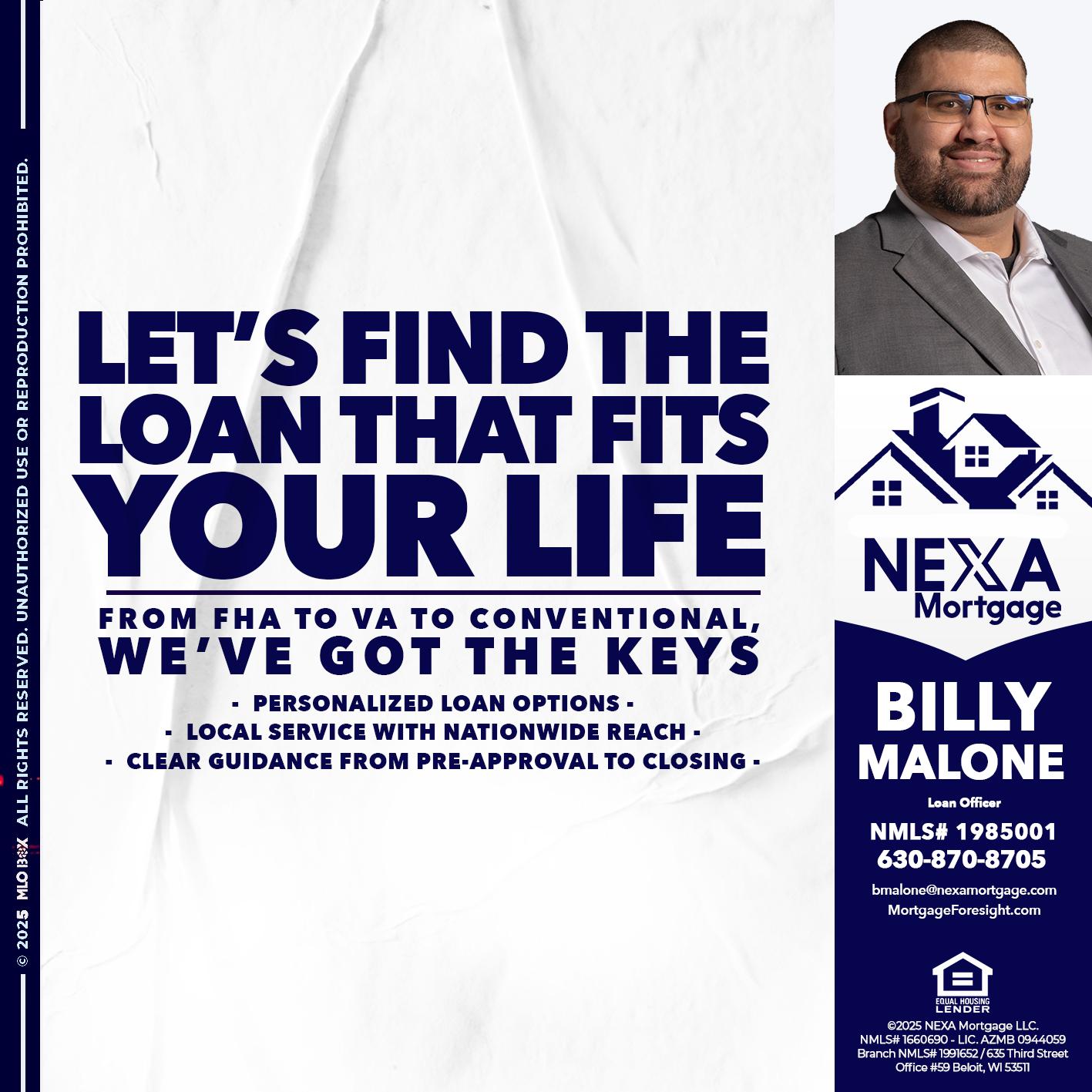 LETS FIND - Billy Malone -Loan Officer