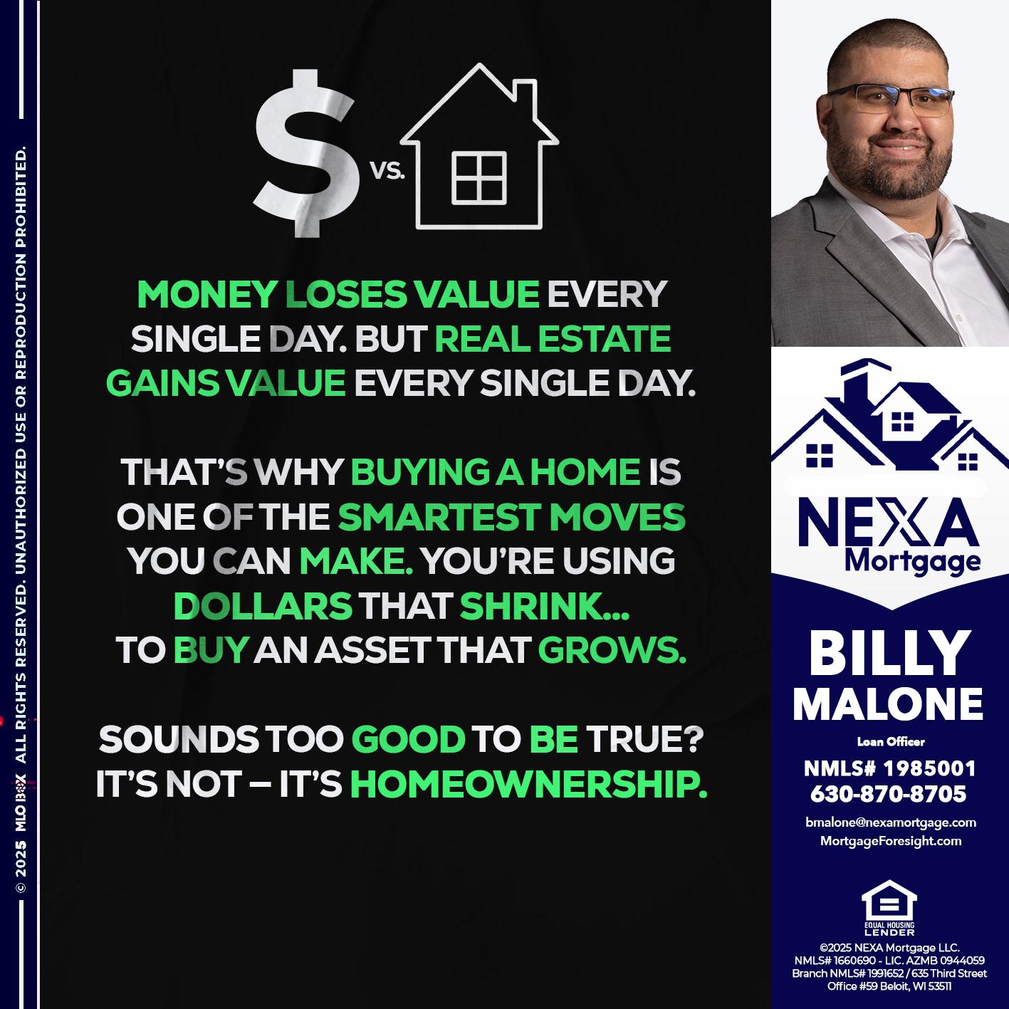 MONEY LOSES VALUE - Billy Malone -Loan Officer