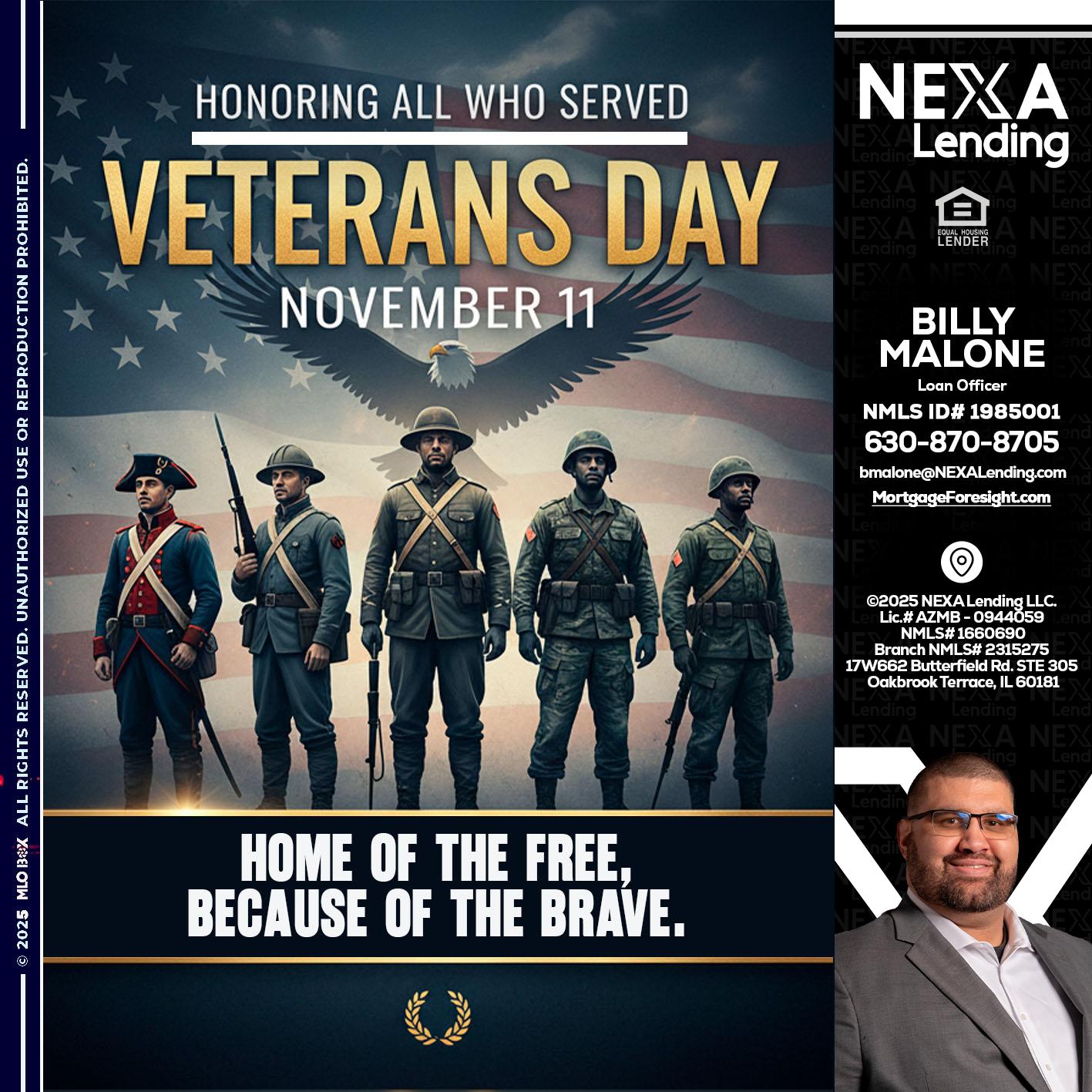 Veterans Day - Billy Malone -Loan Officer