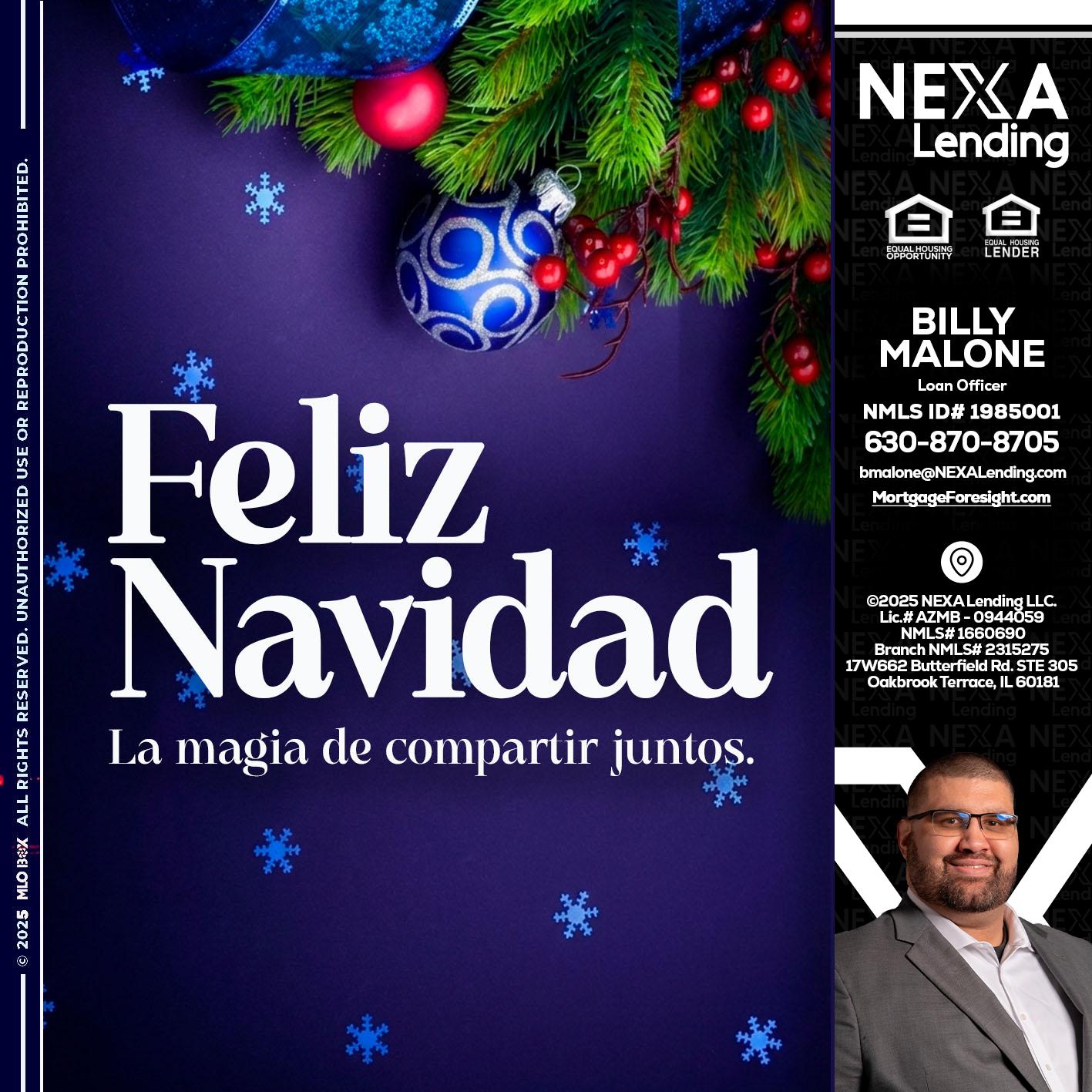 FELIZ NAVIDAD - Billy Malone -Loan Officer