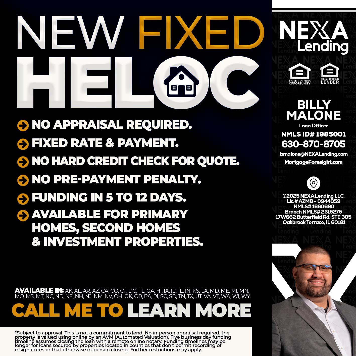 HELOC - Billy Malone -Loan Officer