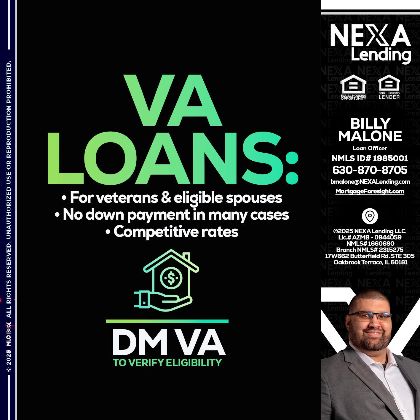 VA LOANS - Billy Malone -Loan Officer