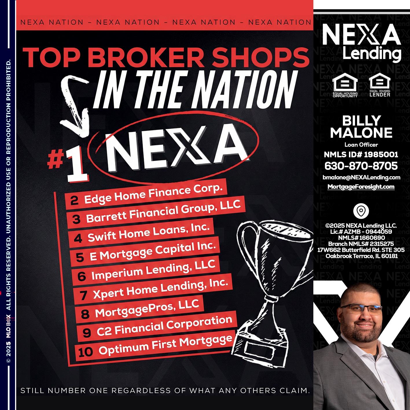 top broker - Billy Malone -Loan Officer