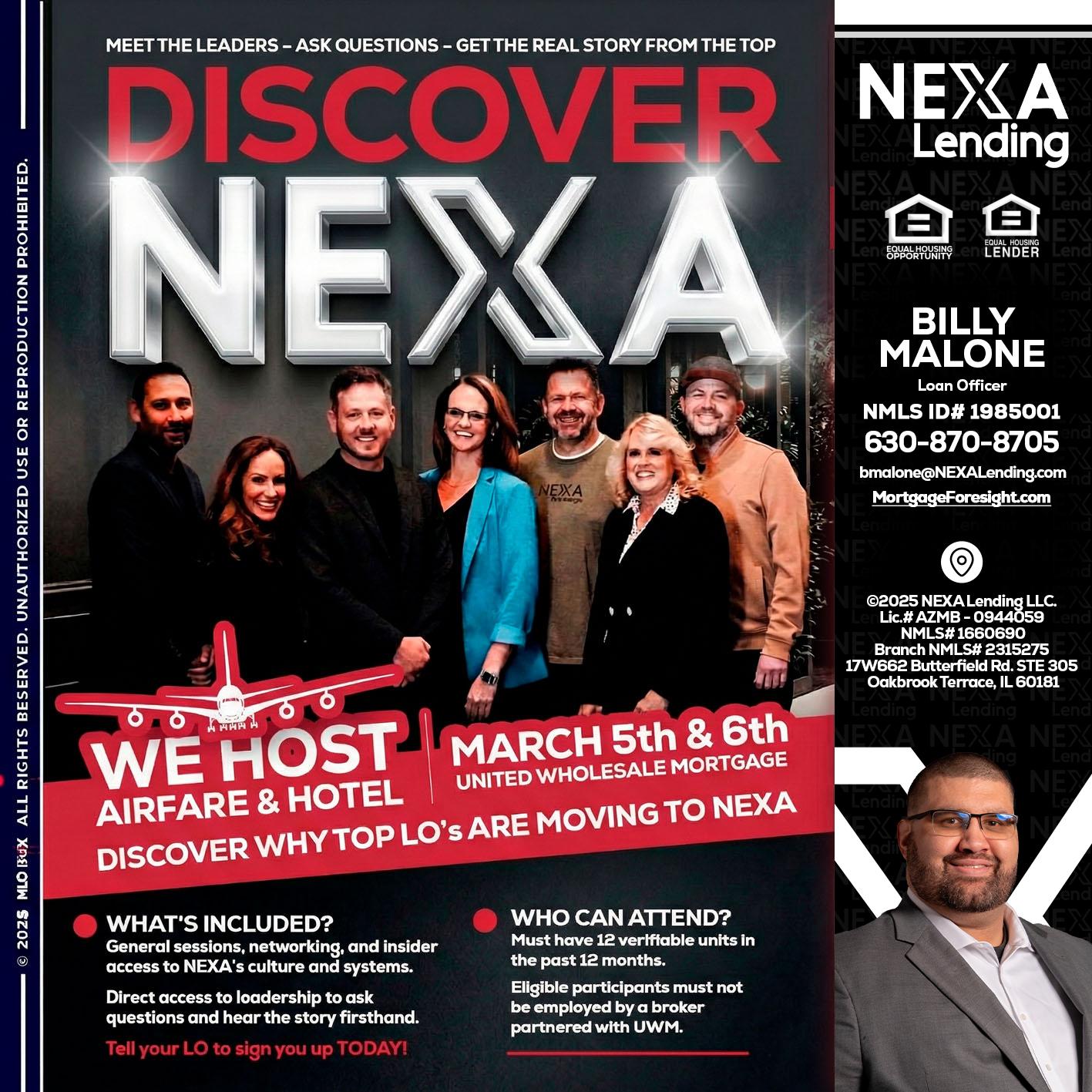 DISCOVER NEXA - Billy Malone -Loan Officer