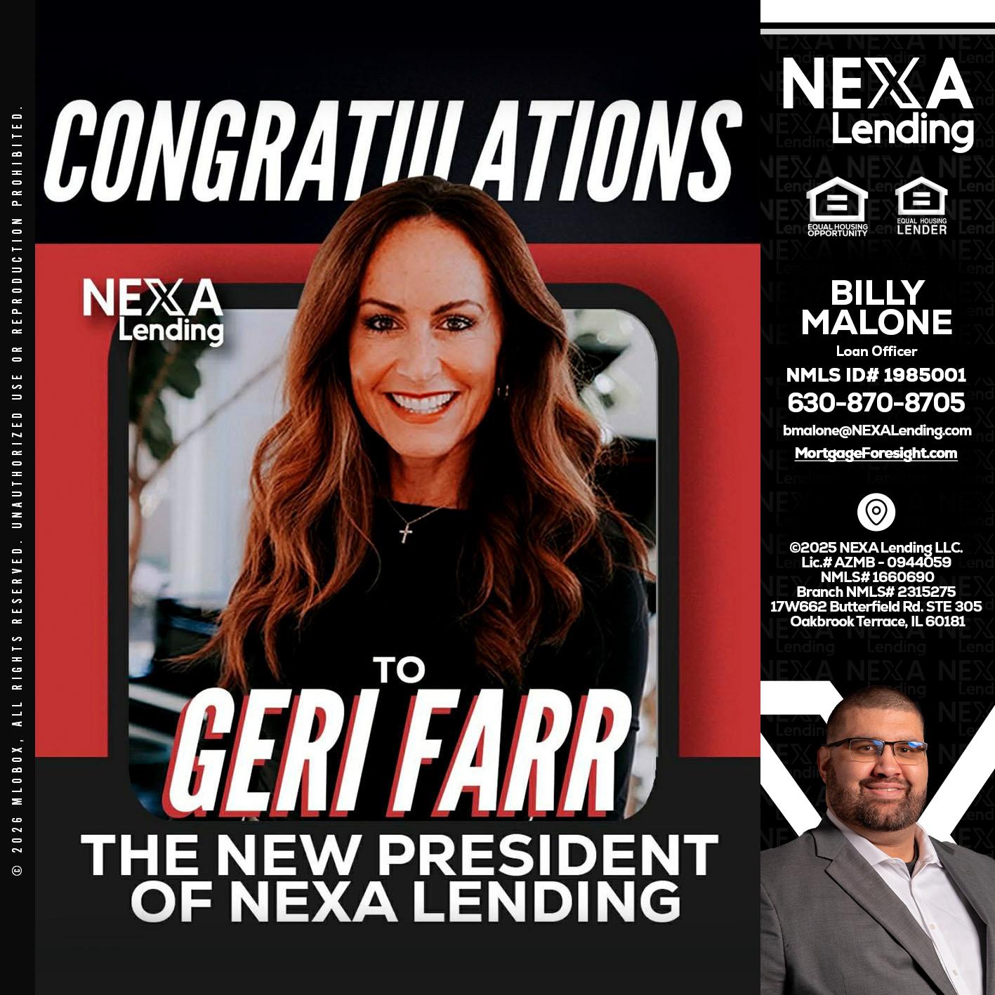 CONGRATULATIONS - Billy Malone -Loan Officer