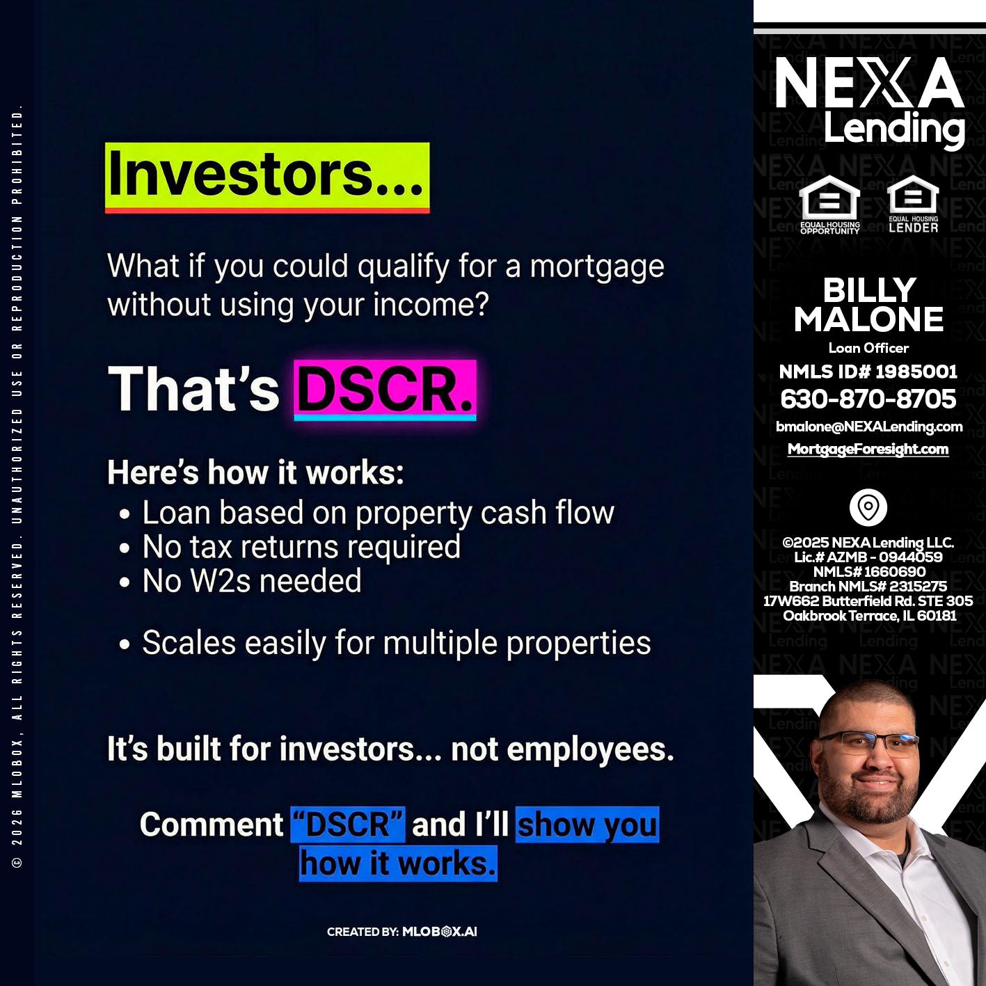 INVESTORS - Billy Malone -Loan Officer