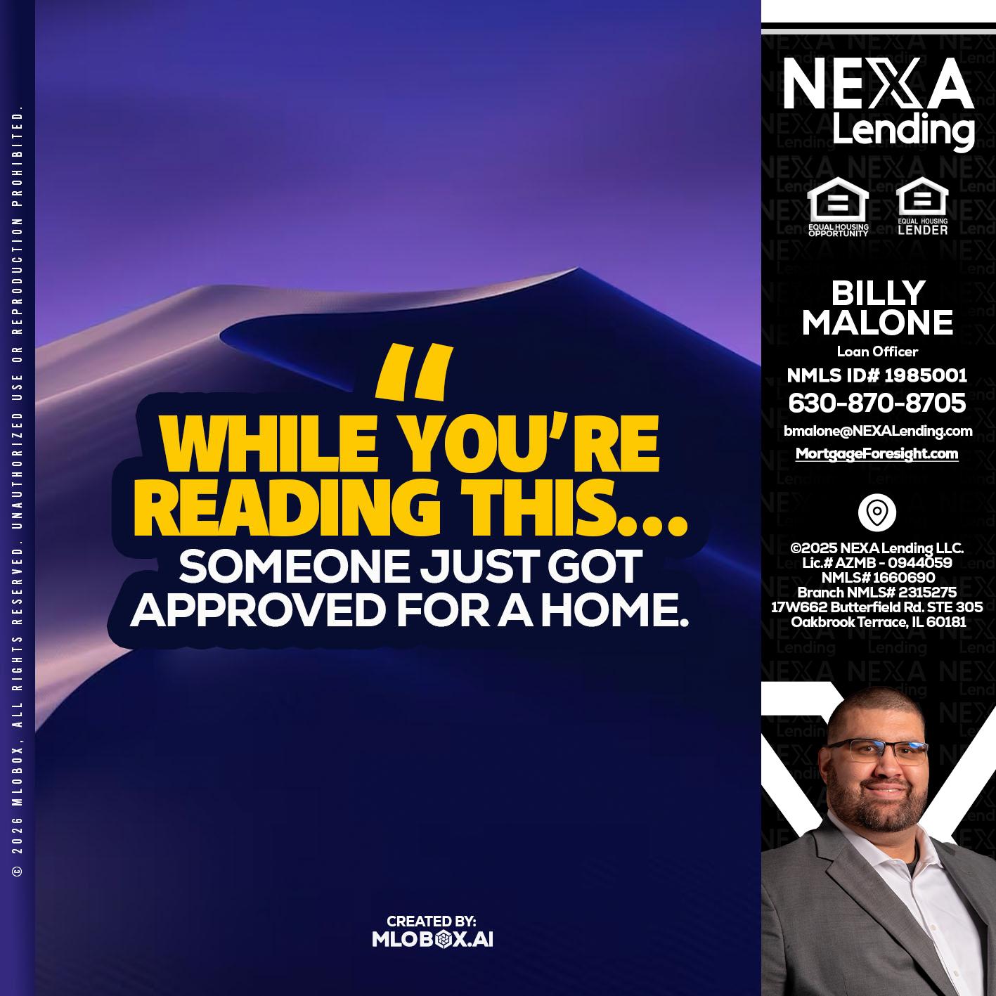 WHILE YOU - Billy Malone -Loan Officer