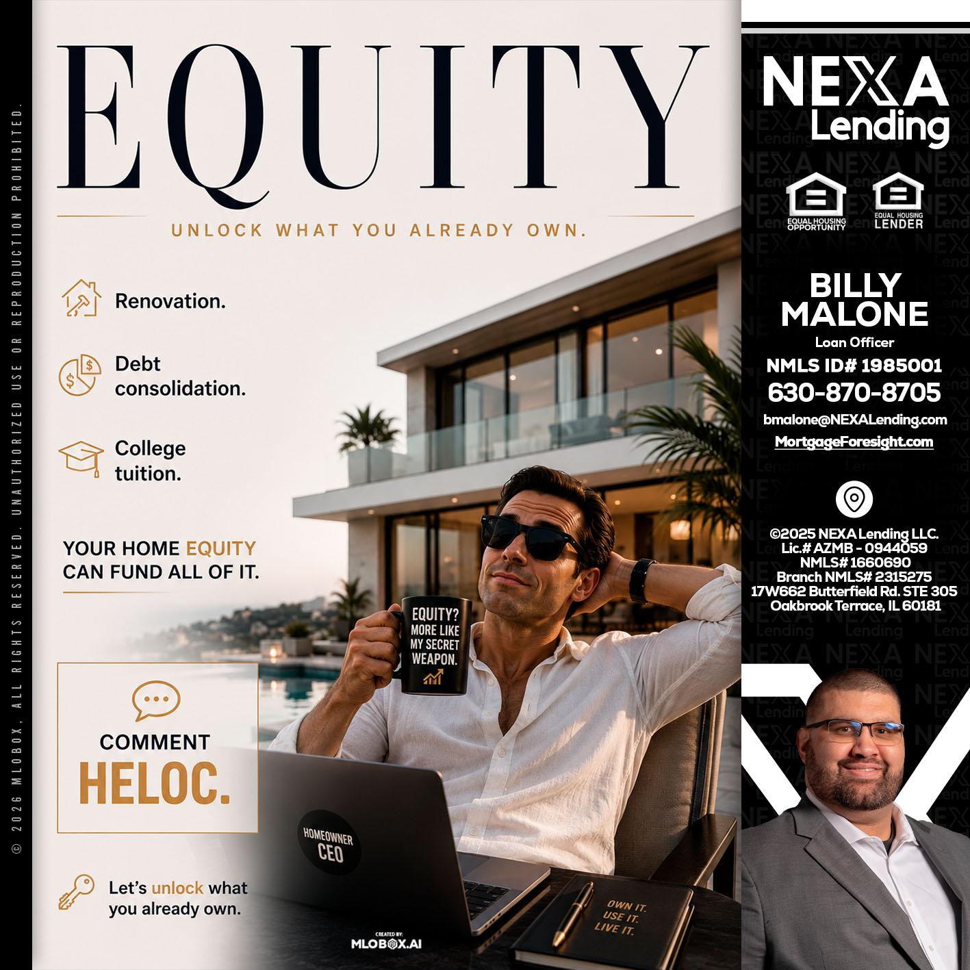 EQUITY - Billy Malone -Loan Officer