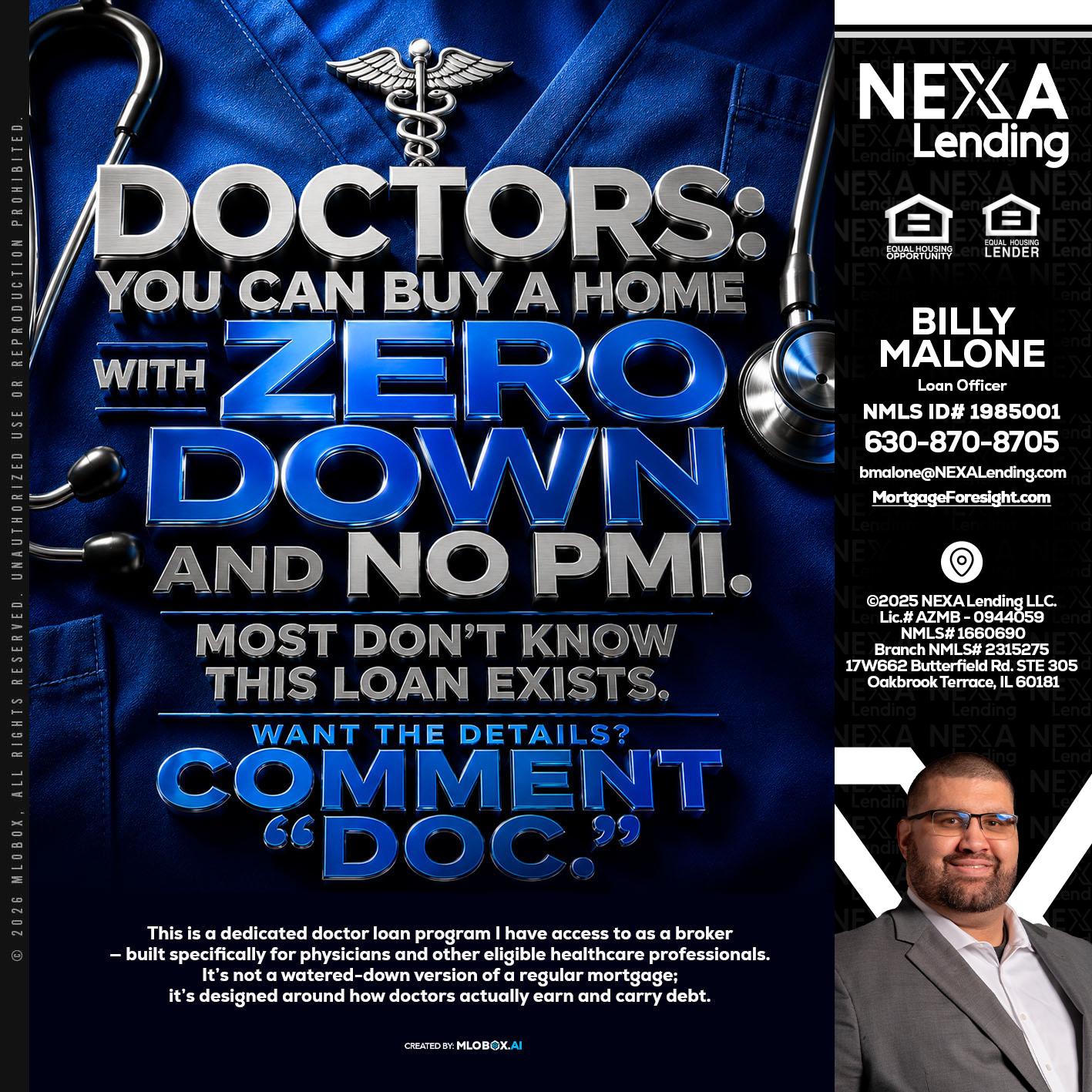 DOCTORS YOU CAN BUY - Billy Malone -Loan Officer