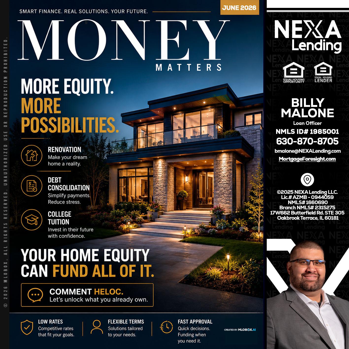 MONEY MATTERS - Billy Malone -Loan Officer