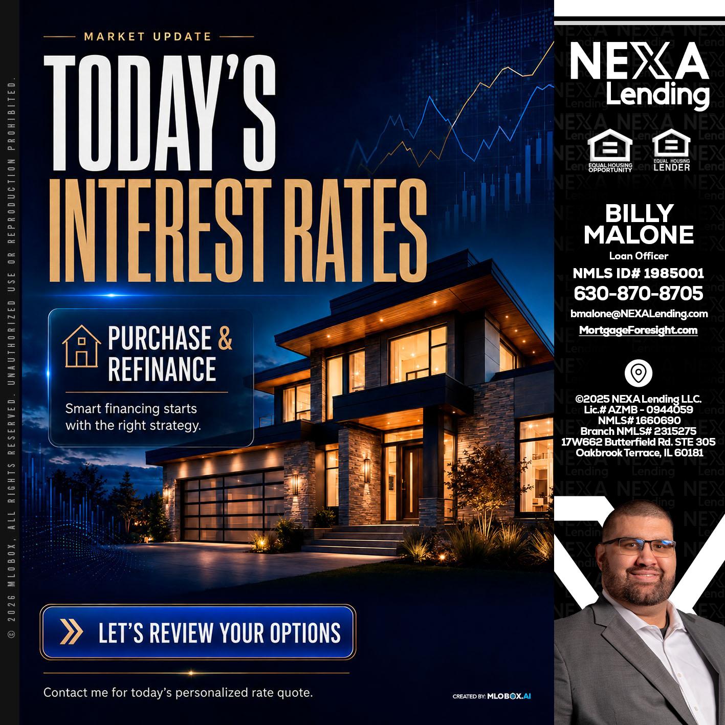 TODAYS RATES - Billy Malone -Loan Officer