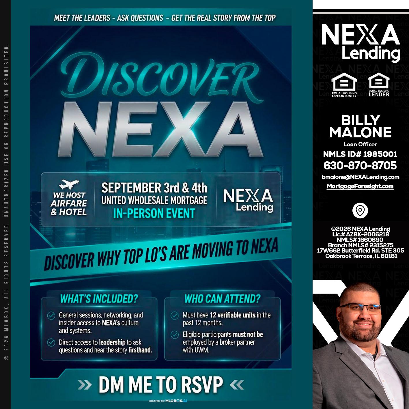 DISCOVER NEXA - Billy Malone -Loan Officer